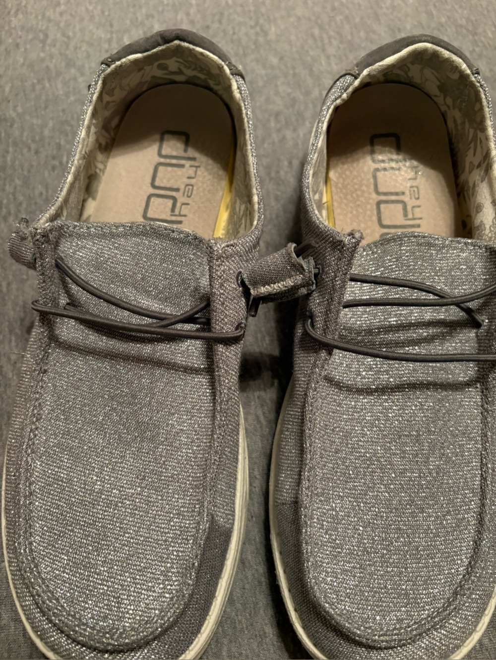 Hey Dude women’s Lightweight Slip-On Shoes - Gray sparkly